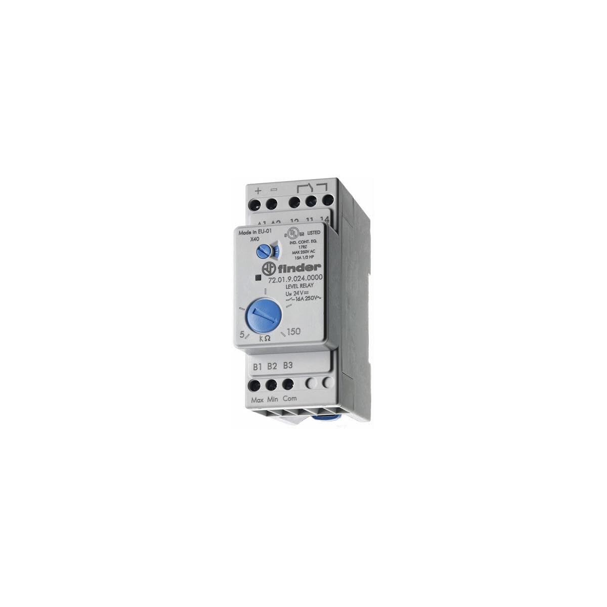 Finder Serie 72 - Relè di controllo livello liquidi regolabile con scambio 240V AC.