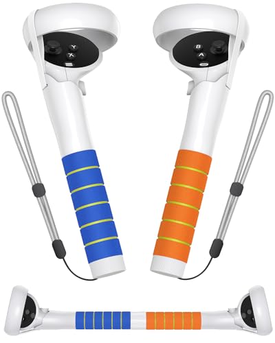 Amavasion VR Game Handle Attachments Accessories Compatible with Meta/Oculus Quest 2 Hand Controllers,for Beat Saber Gorilla Tag Long Arms VR Games, Enhance VR Game Experience-Orange/Blue