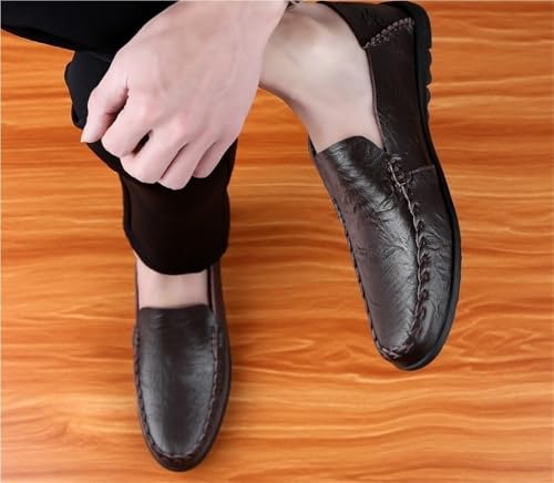 PU Leather Loafer Shoes Mens Round Toe Flat Heel Lightweight Comfortable Prom Slip-on3