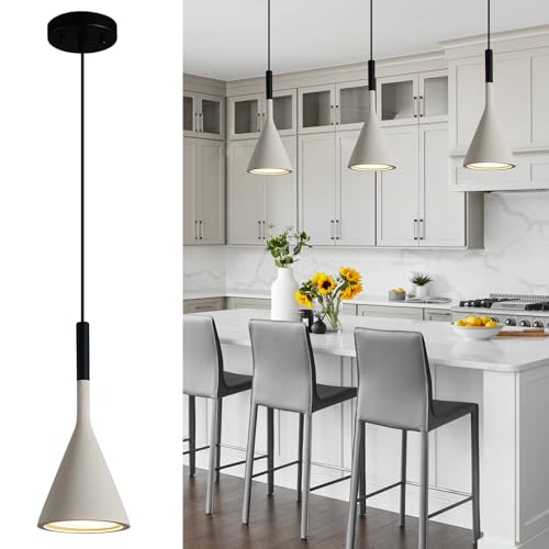 ADCTHOME Farmhouse Grey Pendant Light Fixtures 1-Light Concrete Industrial Kitchen