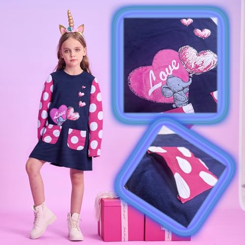 VIKITA Toddler Girls Dresses Winter Long Sleeve Girl Casual Clohtes for Kids 2-12 Years Xmas Gift3