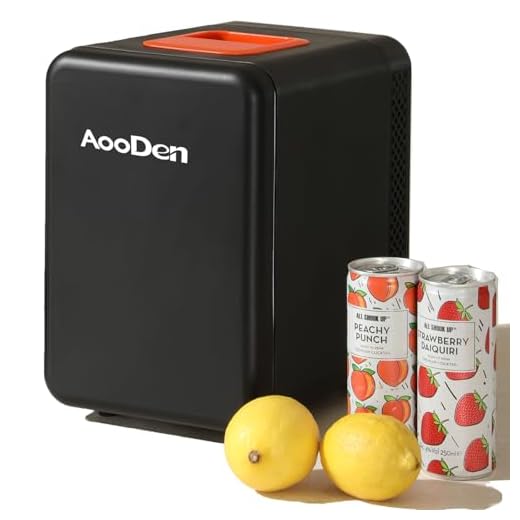 AooDen 4 Liter/6 Cans Mini Fridge, Small Electric Car Cooler and Warmer, Thermoelectric Iceless Cooler for Skincare,Travel, Car, Dorm Office, Home - 12V/24V DC and 120V AC