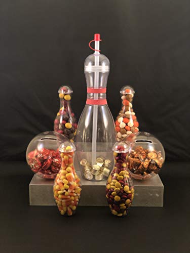 Large Bowling Pin Water Bottles Clear - 6 Pack
