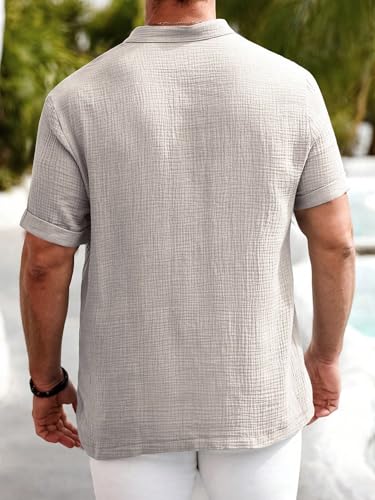 Image of Zombom Men's Polycotton Solid Short Kurta | Regular Fit | Half Sleeve | Mandarin Collar | Lightweight Casual Wear for Daily, Summer Comfort & Smart Look