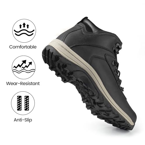 Image of CC-Los Men's Waterproof Hiking Boots Mid-top Boots Lightweight Non-slip High-Traction Grip Black Size 10