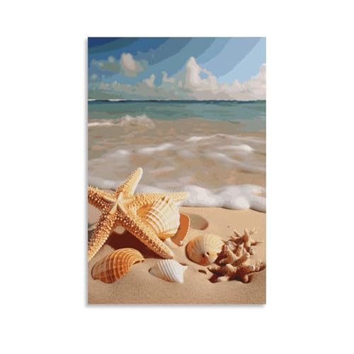 Impression sur toile haute définition étoile de mer et coquillages d'exception