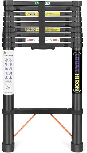 Telescoping Ladder 14ft Telescopic Extension Folding Ladder, Portable Heavy Duty Multi-Purpose Telescopic Ladder with Slip-Proof Feet Black