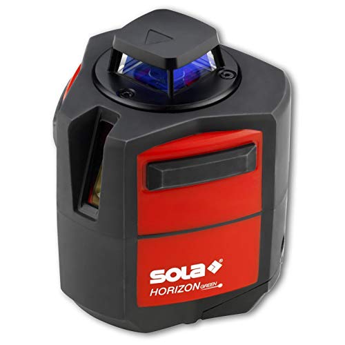 Sola Horizon Green Basic - Nivel láser de seguimiento de 360 grados, alta precisión, visible en el exterior Incluye maletín y soporte de pared magnético.