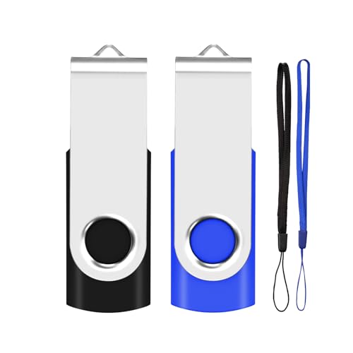 Image of 4GB USB Flash Drive 2-Pack EASTBULL USB 2.0 Drives Swivel USB Stick Memory Stick Metal Pen Drive (Black & Blue)