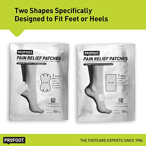PROFOOT Pain Relief Patches for Foot & Heel Pain - 6 Count - Up to 8 Hours Relief from Sprains, Strains & Bruises