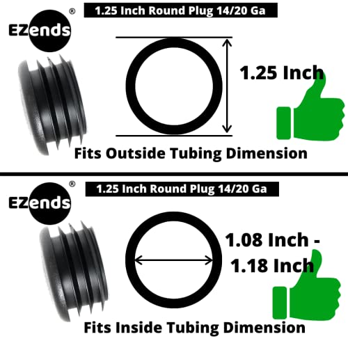 Image of Premium Grade 1 1 /4 Inch Round Plastic Plugs, Extra Durable 14-20 Gauge (30 Pack) Pipe Plug Tubing End Cap, Black Round End Caps, Durable Chair Glide Sliders, Furniture Floor Protection.