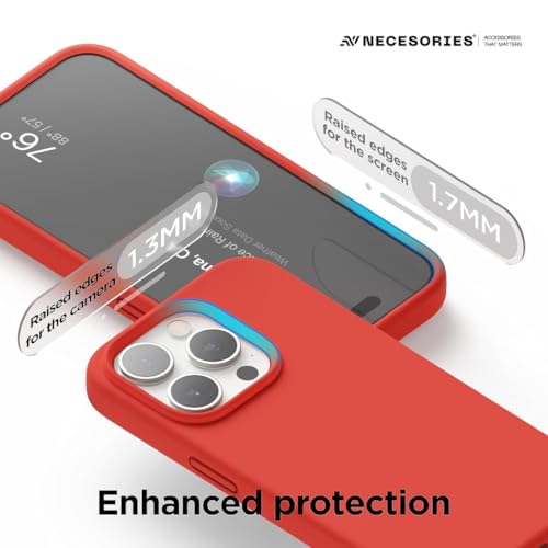 Image of Liquid Silicone Case Compatible for iPhone 15 Pro Max Red | Slim Back Cover | Soft Touch Bumper | Shockproof Drop Protection | Microfiber Cloth Inside | Sleek Solid Design
