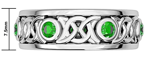US Jewels Men's 925 Sterling Silver Simulated Emerald Spinner Ring3