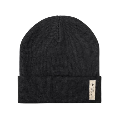 BLUECHOLON Gorro Invierno Hombre Mujer Algodón Orgánico. Gorros Correr Running Deporte Suave Caliente con Lengüeta y Doble Cobertura (Negro)