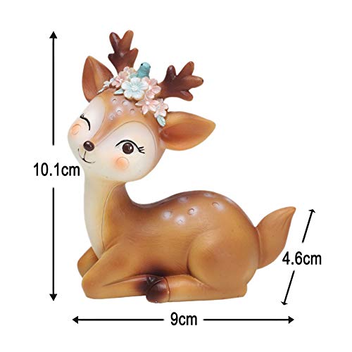 XLKJ Cute Fawn Figurines Miniature Deer Ornaments Toy Fawn Fun Decor, Multicolor - Image 3