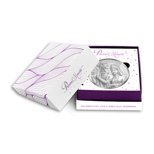 Image of Precious Moments Radha Krishna Silver Coin 10 Gram | 20 Gram | 50 Gram | 100 Gram BIS Hallmarked Round Square Flower Shaped 999 Purity with Gift Box by ACPL