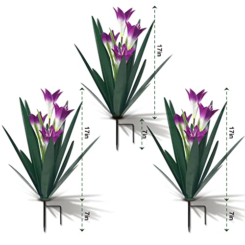 Image of Homight Metal Agave Plant Outdoor Decoration Lily Mexican Yard Art Garden Gift Home Decor Hand Painted Metal Agave Garden Yard Statue, Outdoor Lawn Ornaments(3 Big Purple Lilies)