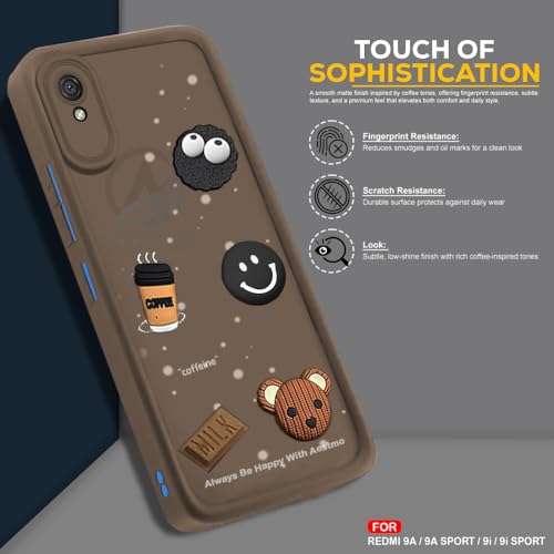Image of AESTMO Back Case Cover for Redmi 9A Cover | Cute Fun Cartoon 3D Ball | Coffee Silicone Case | Full Body Protection | Camera Protection Back Cover for Redmi 9A (Brown)