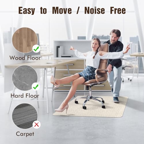 Image of Blvornl Office Chair Mat for Hardwood Floor, 36 inch x 48 inch Desk Chair Mat for Hard Wood and Tile Floor, Large Anti-Slip Hard Floor Protector Rolling Chair Mat, PVC Mat Desk Rug for Office, Light Brown