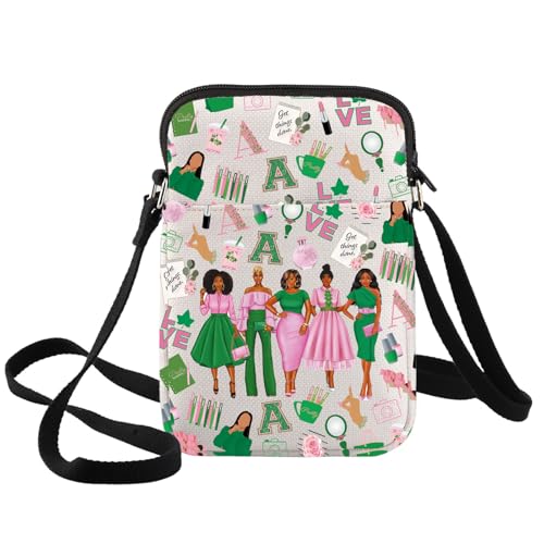 BWWKTOP Sorority Crossbody Bag Greek Sorority Gift Pink And Green Sorority Shoulder Bag Pink Sorority Merch