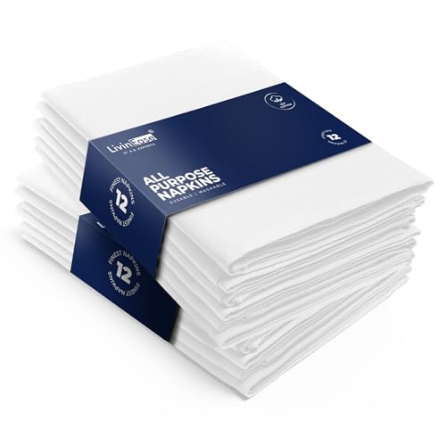 LivinEase Servilletas de Tela de algodón (Juego de 12) 18 x 18 Servilletas de Mesa 100% algodón, s
