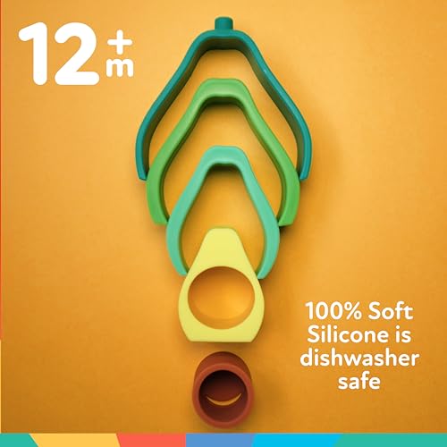 Image of Nuby Soft Silicone Stackable Avocado Interactive Toy - 5-Piece Toddler Stacking Toy for Early Development - 12+ Months