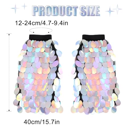 Image of Sequins Leg Warmer Sparkly Fringe Leg Warmers Elastic Fish Scale Leg Sock Party Boot Covers Cosplay Rave Outfit for Women and Girls