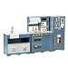 Teamson Kids Little Chef Atlanta Modular Play Kitchen + 17 Accessories and Interactive Toy Appliances, Blue/Gold