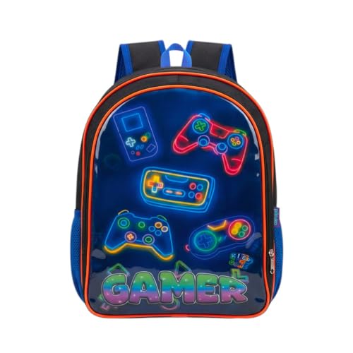 Mochila Escolar Infantil Masculino Grande Reforçada Gamer Cristal