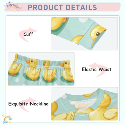 Pajama Sets Long Sleeve Four Yellow Ducks Pattern Soft Comfy Sleepwear 2 Piece PJS 3-8T4