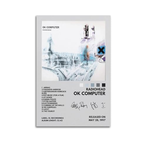 GTYATEN OK COMPUTER Poster auf Leinwand, ästhetische Musik und Filme, dekoratives Gemälde für Wohnzimmer, Schlafzimmer, 30 x 45 cm, ungerahmter Stil