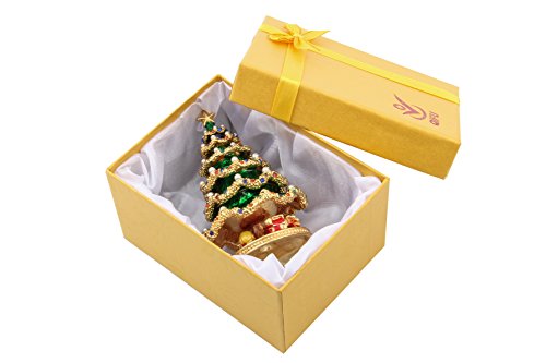 Qifu-Hand Painted Enameled Christmas Tree Decorative Hinged Jewelry Trinket Box Unique Gift For Home Decor #TOP5