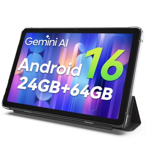 Image of Android 16 Tablets, 24GB RAM 64GB ROM 2TB Expansion,Octa-core Processor, Tablets with Case, HD Touchscreen, Wi-Fi, BT 5.0, Dual Camera