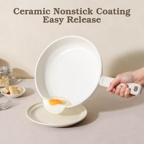 Image of SENSARTE Ceramic Pots and Pans Set Nonstick, 20Pcs Cookware Set, White
