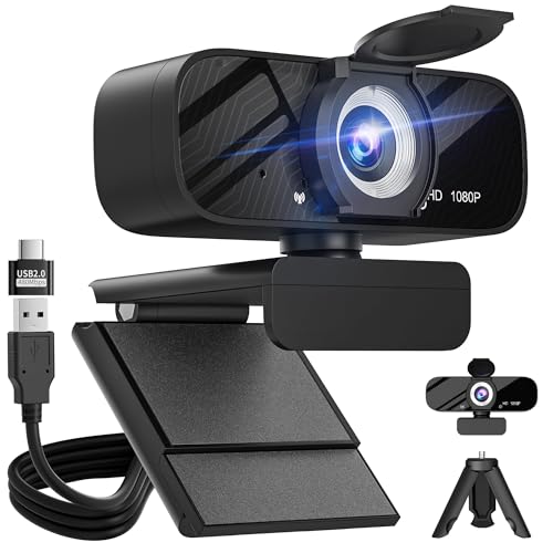 Gohero Full HD 1080P Video Webcam, Noise Cancellation, Privacy Cover, Wide-Angle Lens, Auto Light Correction, Plug & Play USB Webcam for Laptop, Desktop, PC, Mac, Zoom, Skype Pro Series