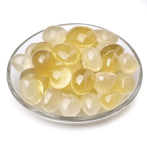 Image of Polished Stone Set Citrine Crystals, 0.8 inch Handpicked Tumbled Gemstones Rocks, Pebbles for Reiki, Chakra, Healing, Home Decor