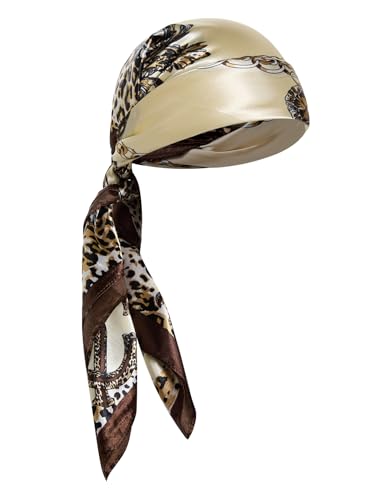 Floerns Women's Large Square Scarf Leopard Headscarf Silk Bandana Hair Scarves
