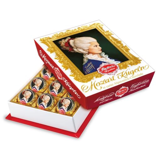 Reber Constanze Mozart-Kugeln 12er Packung Reber Constanze Kugeln aus Alpenmilch- und Zartbitter-Schokolade Marzipan und Nougat - 1 x 240 g