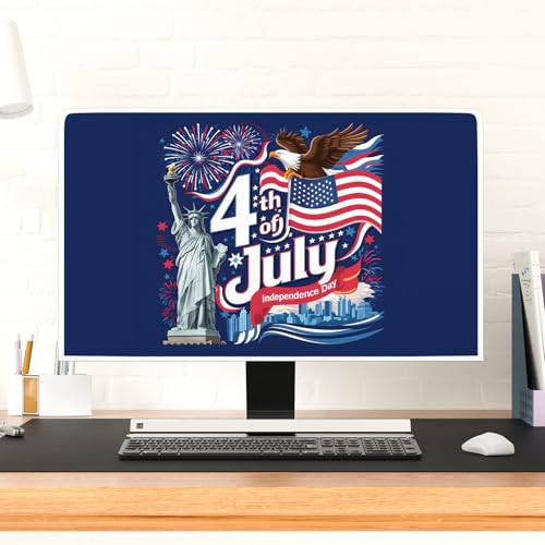 Image of 4th of July Independence Day Television Cover 40, 41, 42, 43 Inch Memorial Day American Flag Free Muse Eagle Panel Case Screen TV Covers Sleeve Compatible with LCD LED 40 to 42 Inch TV