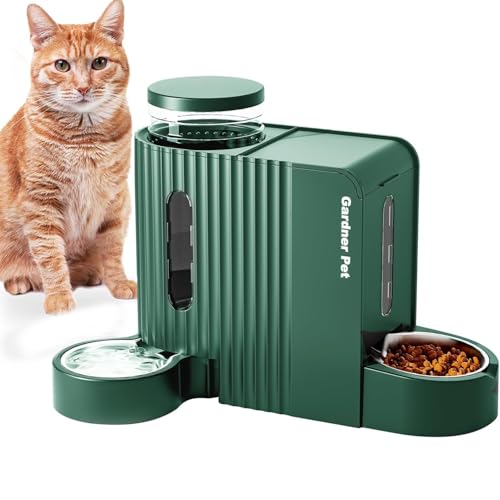 Gardner Pet 6L 大容量 ステンレスx2 無電重力式 自動給餌器 猫 犬【給餌器3L+給水器3L】一体型 おしゃれデザイン 自動餌やり機 ステンレス製ボウル 取り外し可能 丸洗い可能 犬猫兼用 留守番 長持ち モダンデザイン 屋内屋外 自由設置
