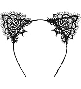 Halloween Headband Cat Ears Headband Lace Cat Ears Halloween Cosplay Party Headbands for Women Girls