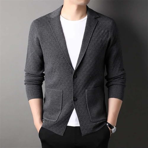 Men Classic Button Front Textured Knit Blazer Cardigan Sweater Casual Soft Long Sleeve Knitwear3