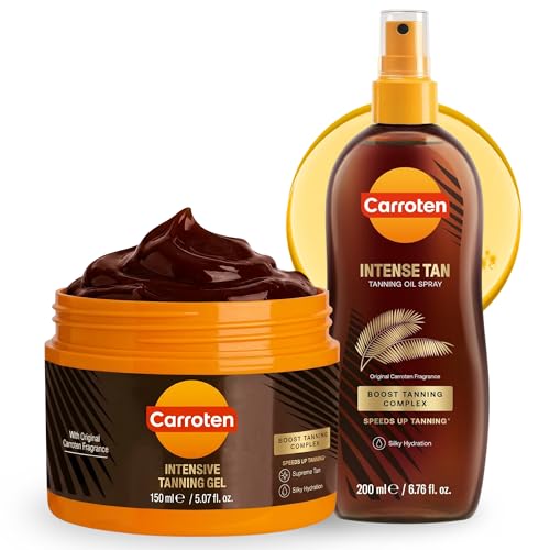 Carroten Intensive Tanning Gel + Oil Spray | Browning Tan Accelerator | Carrot & Coconut Oil |...