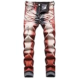 JUNBAOSS Men's Ripped Slim Fit Skinny Destroyed Distressed Tapered Leg Jeans Fashion Mens Straight Holes Hip Hop Biker Stretchy Jeans Men 5 Pocket Relaxed Fit Stretch Jean