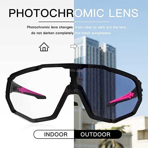 Queshark Lunette Vélo Photochromique Homme Femme Tr90 Cadre Lunettes de Cyclisme VTT Anti-UV400 Lunette de Soleil Pour Vélo Pêche Course Conduite Pêche Ski - Image 4