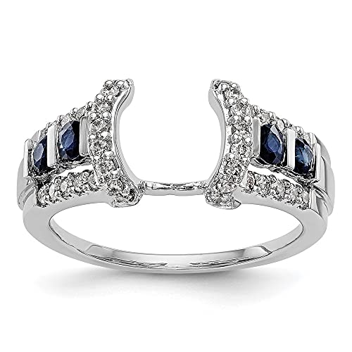 Diamond2Deal 14K White Gold Diamond Sapphire Enhancer Ring Guard Wrap 0.388 cttw