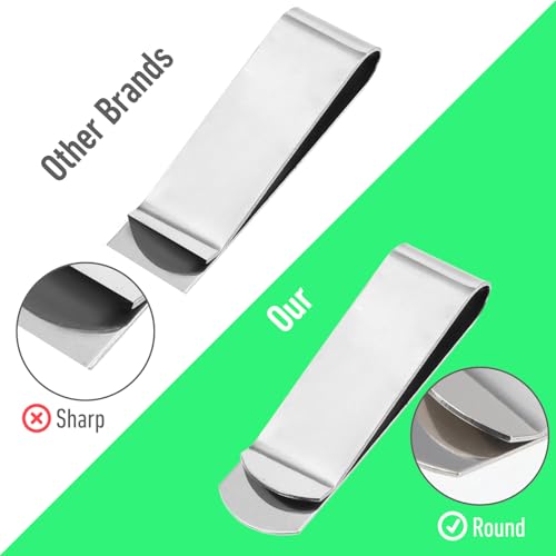 20 Pack Stainless Steel Money Clips, Small Slim Money Clips, Metal Credit Business Card Holder, Minimalist Slim Front Pocket Wallet Clip for Women, Men(Silver)3