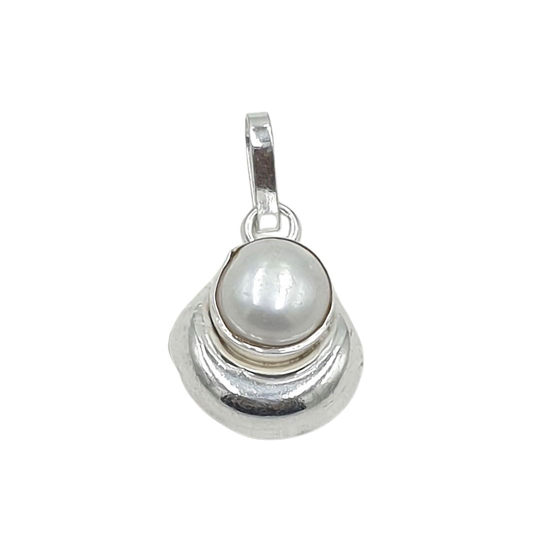 Sahiba Gems925 Sterling Silver Half Moon Shape Pearl Locket Chand Moti Locket For Babies Kids Boys Women & Girls