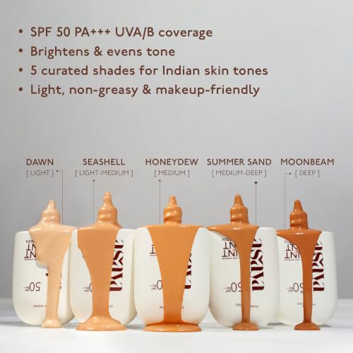 Image of Asaya under one sun hint of tint tinted sunscreen 50SPF PA++++matte light coverage | Moonbeam | Deep | 40ml
