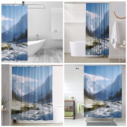 Rideau de douche imperméable pour baignoire au décor de sommets - 3